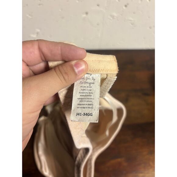 Vintage Le’ Unique 34GG Full Support Bra | Satin Beige Bullet Bra Style - Picture 4 of 7